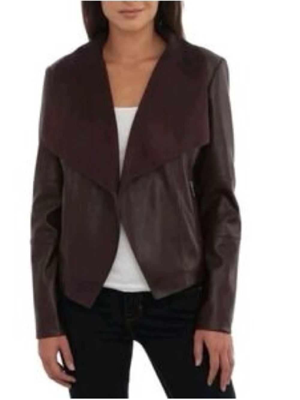 Bagatelle Deep Purple Draped Faux Leather Jacket size extra large